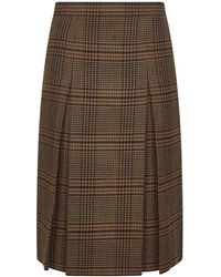 Saint Laurent - Prince Of Wales Midi Skirt - Lyst
