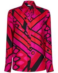 PUCCI - Silk Twill Vivara-Print Shirt - Lyst