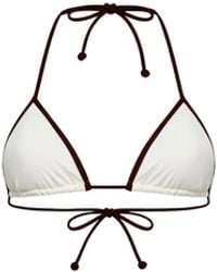 MC2 Saint Barth - Ivory Lycra Leah String Triangle Bikini Top With Contrasting Trim - Lyst