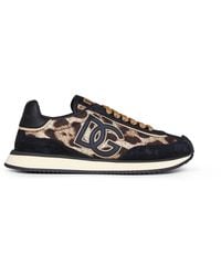 Dolce & Gabbana - Leo-Print Fabric Dg Cushion Sneakers - Lyst