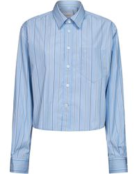 Ami Paris - Striped Cotton Poplin Cropped Shirt - Lyst