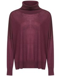 Blanca Vita - Burgundy Virgin Wool Knit Oversized Turtleneck Sweater - Lyst