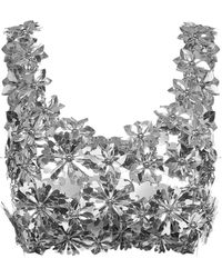 Rabanne - Plastic Discs Bralette Top With Floral Details - Lyst