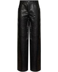 FERMAS - Crocodile-Embossed Leather Straight Trousers - Lyst