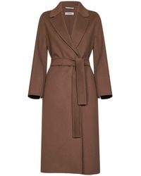 Max Mara - Cappotto Midi Con Cintura Esturia Fango - Lyst