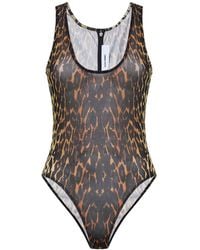 Alex Perry - Stretch Mesh Bodysuit Leopard Print - Lyst