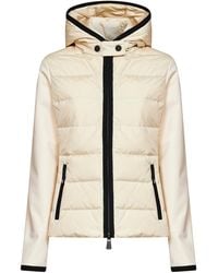 Moncler - Ivory Hooded Padded Zip-Up Sweatshirt - Lyst