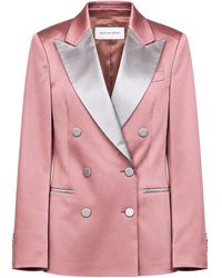 Dries Van Noten - Old Rose Fluid Crêpe Satin Double-Breasted Tuxedo Blazer - Lyst