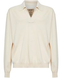 Uma Wang - Off Rib Wool And Silk Crepe Knit Polo Shirt - Lyst