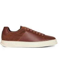 Ferragamo - Leather And Suede Clayton Low-Top Sneakers - Lyst