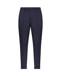 D 40 - Dark Stretch Wool Blend Slim Carrot Trousers - Lyst