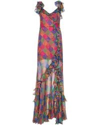 Etro - Geometric Paisley-Pattern Silk Chiffon Maxi Dress - Lyst