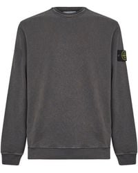 Stone Island - Charcoal Slub-Effect Malfilé Cotton Sweatshirt - Lyst