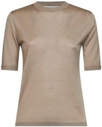 Max Mara - Stone Silk And Cashmere Mxmaceti Basic Top - Lyst