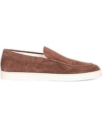 Brunello Cucinelli - Tobacco Chevron-Effect Suede Loafer Sneakers - Lyst
