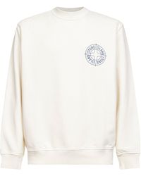 Stone Island - Cotton "Outline Compass" Printed Sweatshirt - Lyst
