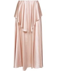 Chloé - Washed Silk Satin Fluid Layered Midi Skirt - Lyst