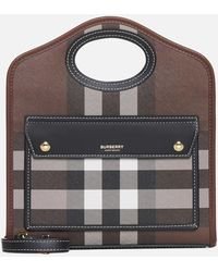 Burberry - Pocket Check Canvas Mini Bag - Lyst