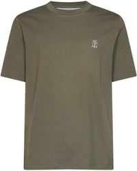 Brunello Cucinelli - Camouflage Cotton Jersey Logo Crewneck T-Shirt - Lyst