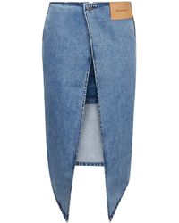 JW Anderson - Cotton Denim Layered Midi Skirt - Lyst