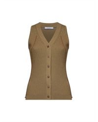 Max Mara - Khaki Ribbed Knit Mxmfiorire Vest - Lyst