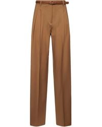 Max Mara - Camel Stretch Wool Canvas Mstbacio Fluid Trousers - Lyst