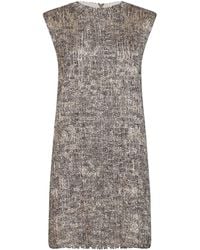 Brunello Cucinelli - Dazzling Craquelé Embroidery Mini Dress - Lyst