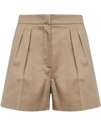 Max Mara - Khaki Stretch Cotton Satin Mxmtabacco Shorts - Lyst