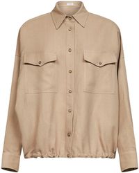 Brunello Cucinelli - Sand Viscose And Linen Fluid Twill Shirt - Lyst