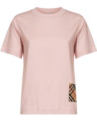Burberry - Bouquet Cotton T-Shirt With Check Patch - Lyst