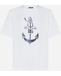 Dolce & Gabbana - Logo And Print Cotton T-shirt - Lyst