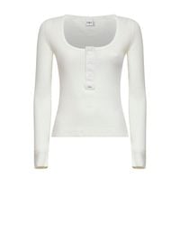 Chloé - Chloã Iconic Milk Ribbed Jersey Henley T-Shirt - Lyst