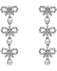 Self-Portrait - Micro Bow Pearl Tiered Earrings - Lyst