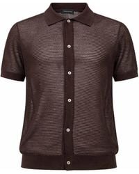 Tagliatore - Pointelle Knit Short-Sleeved Shirt - Lyst