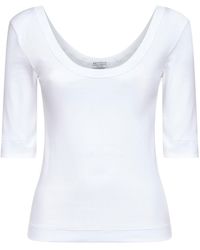 Brunello Cucinelli - Ribbed Stretch Jersey Monili T-Shirt - Lyst