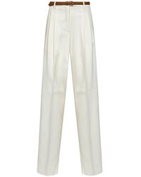 Max Mara - Ivory Mstadunco Fluid Belted Trousers - Lyst