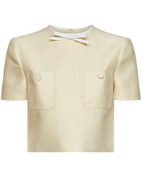 Self-Portrait - Taffeta Cropped Top With Bow Detail - Lyst