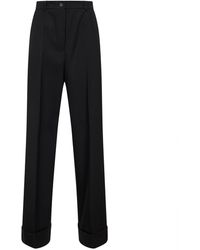 Dolce & Gabbana - Wool Gabardine Straight Trousers - Lyst