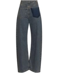 MM6 by Maison Margiela - Light Denim Asymmetric Wide-Leg Jeans - Lyst