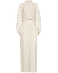 Fendi - Silk Crêpe Jacquard Long Shirt Dress - Lyst
