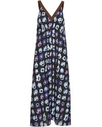 Prada - Viscose Printed Midi Dress - Lyst