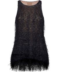 Giorgio Armani - Lurex Jersey Top With Fringes And Sequins - Lyst