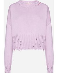 Marni - Cotton Cropped Sweater - Lyst