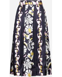 Tory Burch - Printed Pleated Silk Skirt - Lyst