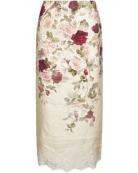 Zimmermann - Gonna A Tubino Hypnotic Crema Stampa Cascade - Lyst