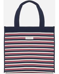 Marni - Striped Canvas Medium Shopping Bag - Lyst