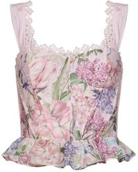 Charo Ruiz - Floral-Print Cotton Floret Bustier Top - Lyst