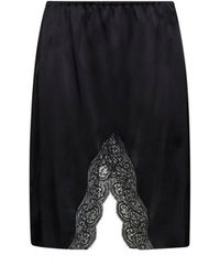 Saint Laurent - Silk Satin And Lace Double-Sided Pencil Slip Skirt - Lyst