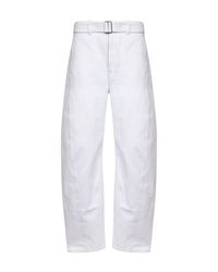 Lemaire - Milk Denim Twisted Belted Trousers - Lyst