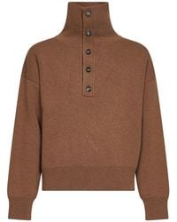 Ami Paris - Compact Wool Knit Button-Up Sweater - Lyst